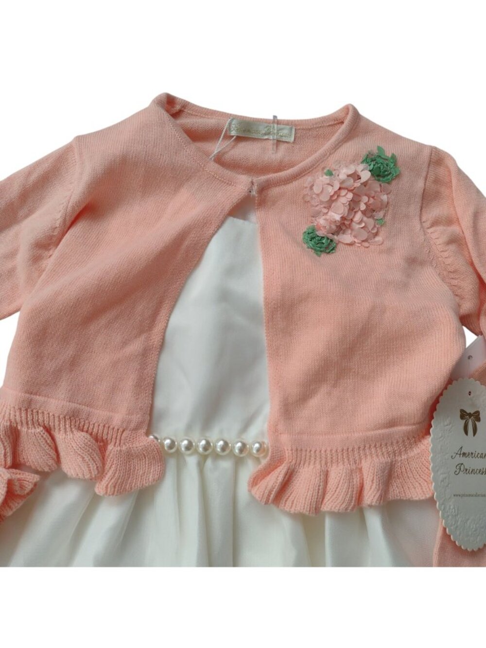 American Princess 2 Piece Dress 4 NEW 3-D Floral Pretty Flower Girl Church Dress - Picture 3 of 11